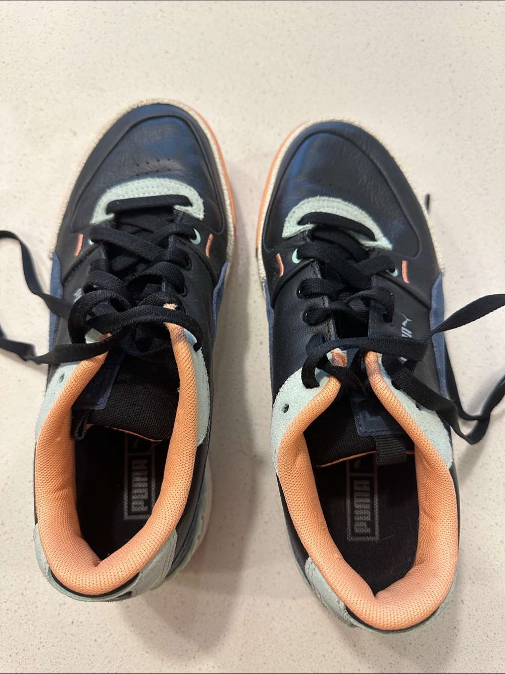 Puma Black Sneakers with Peach and Mint Accents